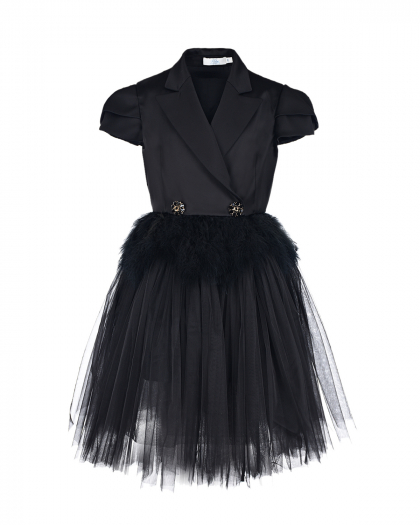 Черное платье &quot;Black Swan&quot; с отделкой перьями  | Фото 1