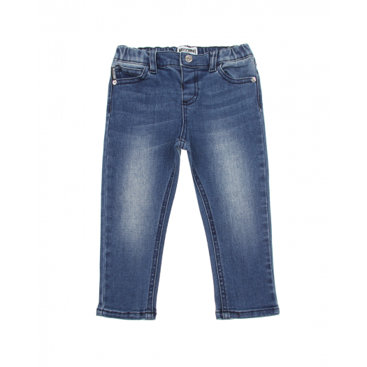 Голубые выбеленные джинсы Moschino | Фото 1
