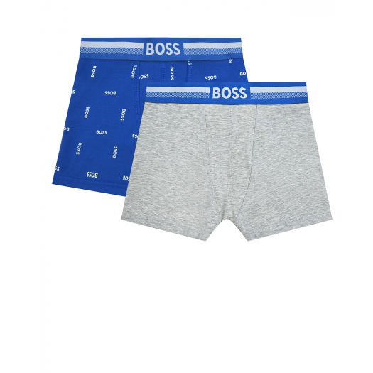 Трусы-боксеры, комплект 2 шт, серый/синий Hugo Boss (белье) | Фото 1