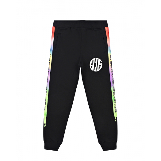 Черные спортивные брюки с разноцветными лампасами GCDS | Фото 1