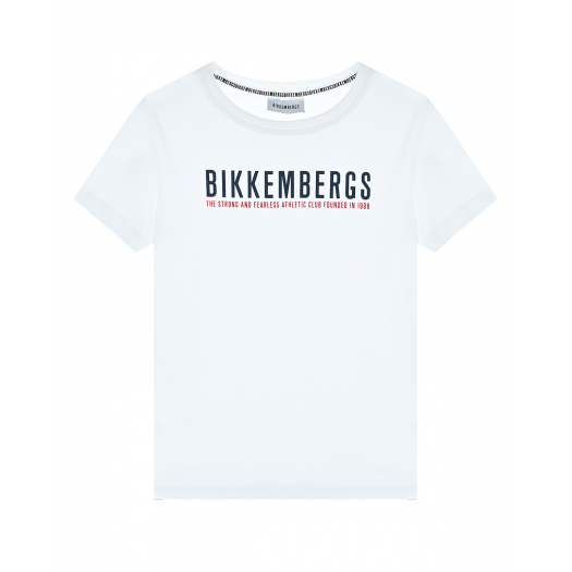 Белая футболка с черным логотипом Bikkembergs | Фото 1