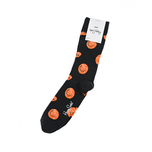 Темно-синие носки с принтом &quot;оранжевые мячи&quot; Happy Socks | Фото 1