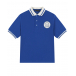 Синяя футболка-поло с белым воротником в полоску Emporio Armani | Фото 1