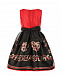 Красно-черное платье с декоративным поясом  | Фото 2