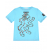 Голубая футболка с принтом &quot;цветочный лев&quot; Burberry | Фото 1