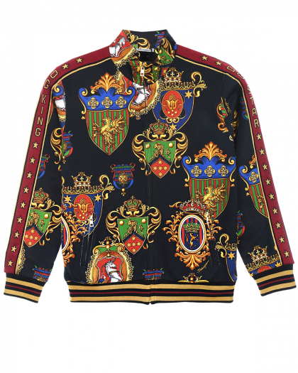 Спортивная хлопковая куртка с принтом &quot;гербы&quot; Dolce&Gabbana | Фото 1