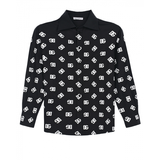 Черная рубашка из поплина с логотипом Dolce&Gabbana | Фото 1