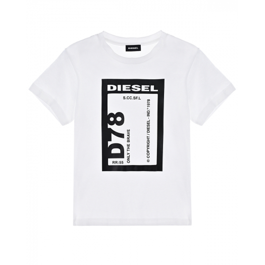 Белая футболка с принтом &quot;D78&quot; Diesel | Фото 1