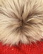Красная шапка со стразами и меховым помпоном Catya | Фото 3
