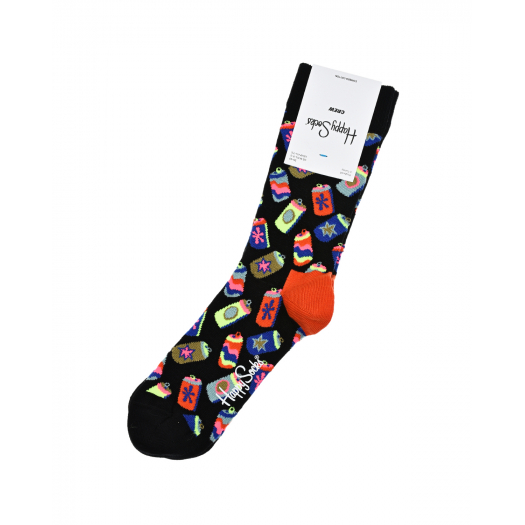 Черные носки с принтом &quot;Банки и конфеты&quot; Happy Socks | Фото 1