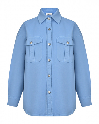 Куртка-рубашка с накладными карманами, голубая Parosh | Фото 1