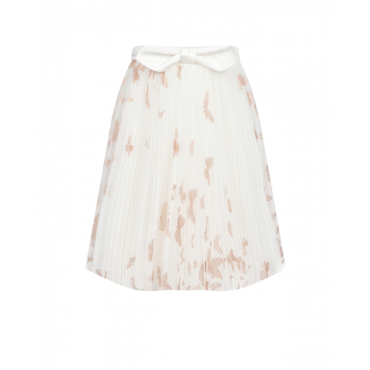 Белая юбка с принтом &quot;бабочки&quot; Genny | Фото 1