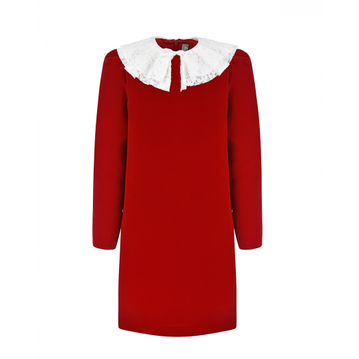 Красное платье с белым воротником IL Gufo | Фото 1