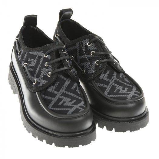 Черные ботинки с текстильными вставками Fendi | Фото 1