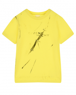 Желтая футболка с принтом &quot;трещины&quot; Givenchy Желтый, арт. H25328 532 | Фото 1