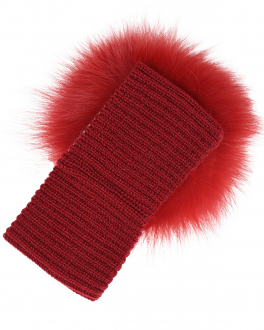 Красная повязка с меховым помпоном Aletta Красный, арт. FR220904-133 S713 | Фото 2