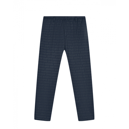 Синие брюки со сплошным лого Emporio Armani | Фото 1