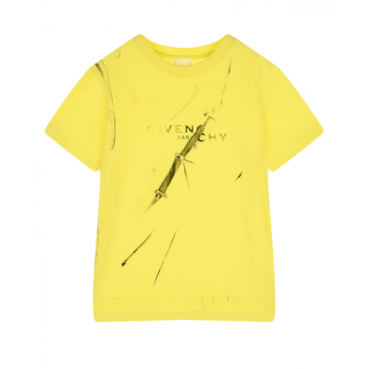 Желтая футболка с принтом &quot;трещины&quot;  | Фото 1