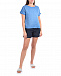 Голубая льняная футболка с отделкой из трикотажа 120% Lino | Фото 2