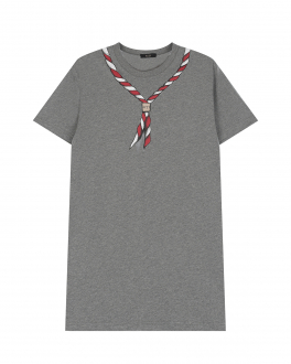 Серая футболка с имитацией галстука в полоску No. 21 Серый, арт. N21302 N0207 0N901 | Фото 1