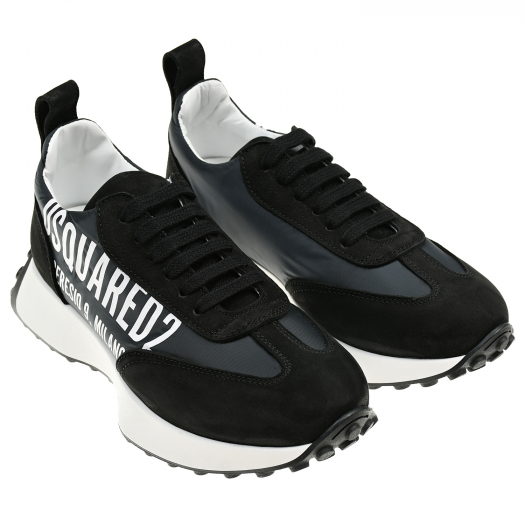 Черные кроссовки с белым логотипом Dsquared2 | Фото 1