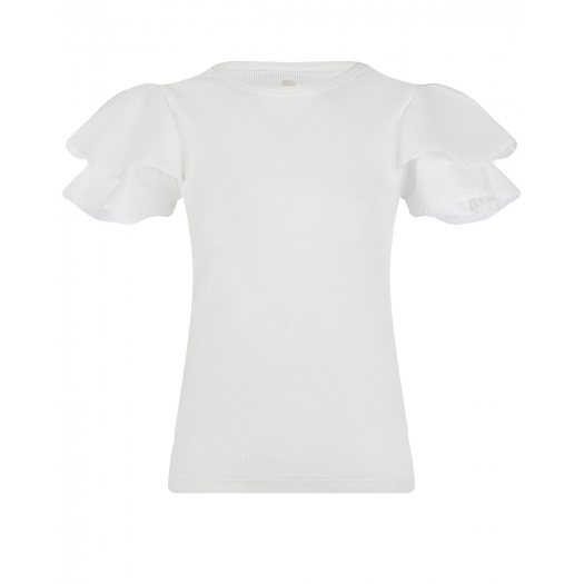 Белая футболка с воланами на рукавах Deha | Фото 1