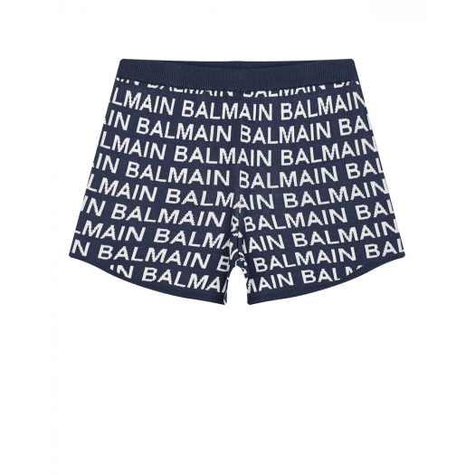 Темно-синие шорты со сплошным лого Balmain | Фото 1