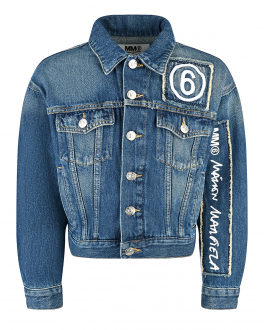 Синяя джинсовая куртка с белым логотипом MM6 Maison Margiela Синий, арт. M60052 MM018 M601 | Фото 1