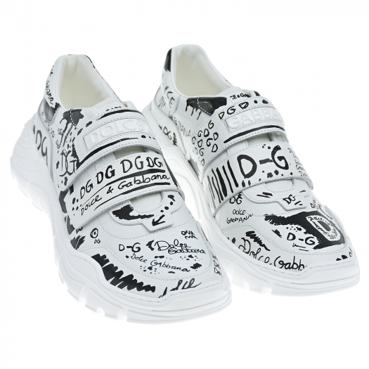 Белые кроссовки с принтом &quot;граффити&quot; Dolce&Gabbana | Фото 1