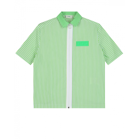 Зеленая рубашка в полоску Fendi | Фото 1