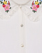 Белая блуза с цветочной вышивкой на воротнике Monnalisa | Фото 4
