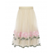 Бежевая юбка с цветочной вышивкой Monnalisa | Фото 1