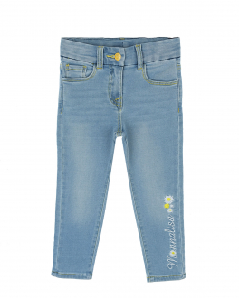 Голубые джинсы с логотипом Monnalisa Голубой, арт. 199400 9050 0061 | Фото 1
