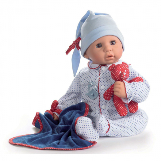 Кукла пупс в голубом комбинезоне с мишкой, 48 см Gotz | Фото 1