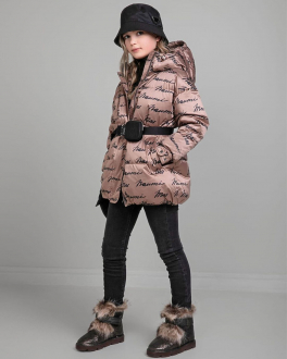 Стеганое пальто со сплошным лого Naumi Бежевый, арт. 1746MP-0012-MM230 | Фото 2