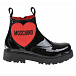 Лаковые ботинки с красным сердцем и логотипом Moschino | Фото 2