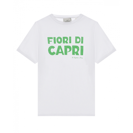 Белая футболка с принтом &quot;Fiori di Capri&quot; Les Coyotes de Paris | Фото 1