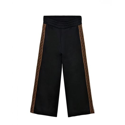 Черные брюки с коричневыми лампасами Fendi | Фото 1