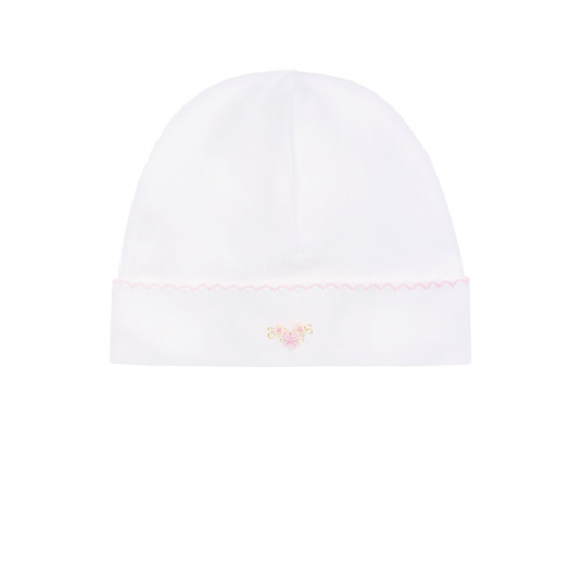 Белая шапка с цветочной вышивкой Lyda Baby | Фото 1