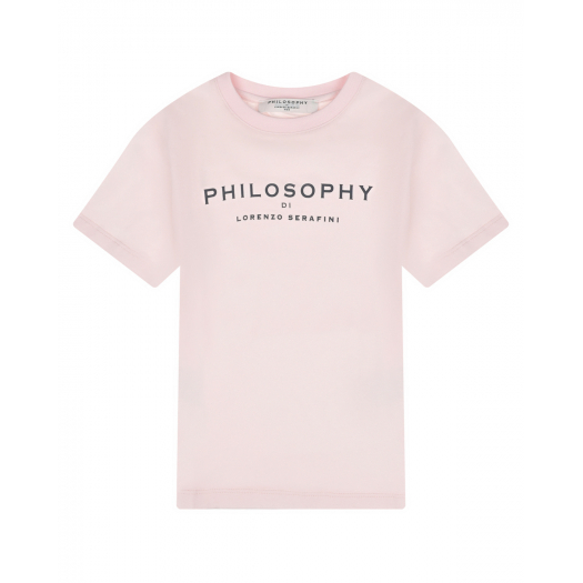 Розовая футболка с лого Philosophy di Lorenzo Serafini Kids | Фото 1