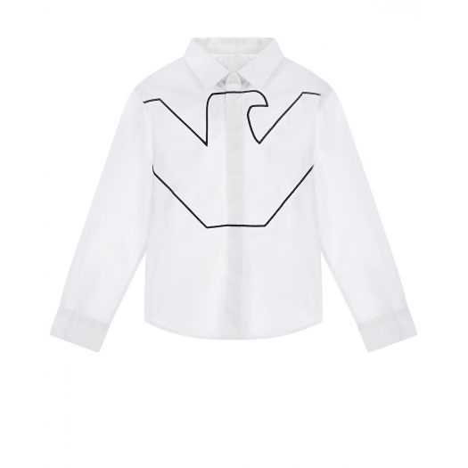 Белая рубашка с вышитым логотипом на груди Emporio Armani | Фото 1