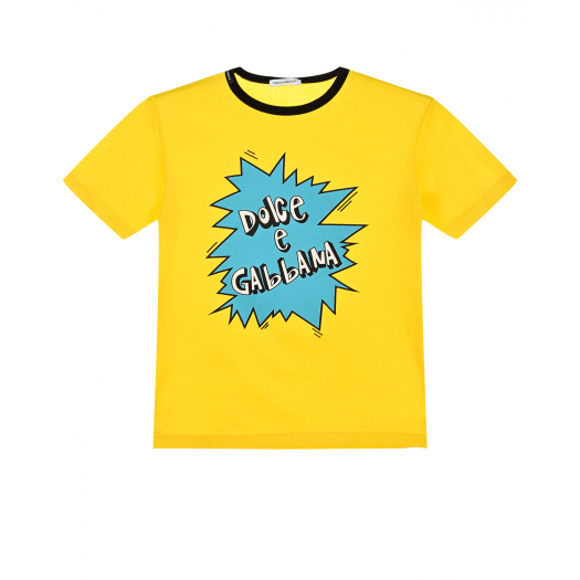 Желтая футболка из хлопка с логотипом Dolce&Gabbana | Фото 1