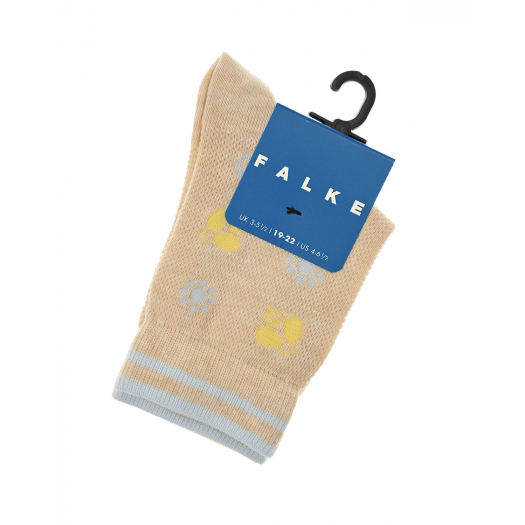 Бежевые носки с принтом &quot;Пчелы и ромашки&quot; Falke | Фото 1