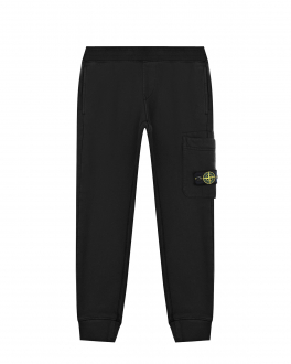 Черные спортивные брюки с накладным карманом Stone Island , арт. 751661540 V0029 BLACK | Фото 1