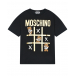 Черная футболка с принтом &quot;крестики-нолики&quot; Moschino | Фото 1