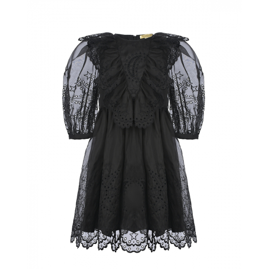 Черное шелковое платье с шитьем Stella McCartney | Фото 1
