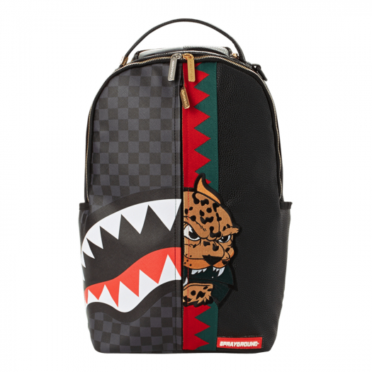 Черный рюкзак с принтом &quot;Акула и леопард&quot; SprayGround | Фото 1