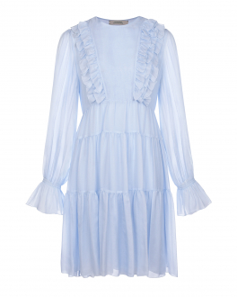 Голубое шелковое платье с рюшами Dorothee Schumacher Голубой, арт. 749202 807 | Фото 1