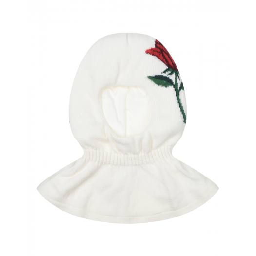 Белая шапка-шлем с узором &quot;роза&quot; Chobi | Фото 1