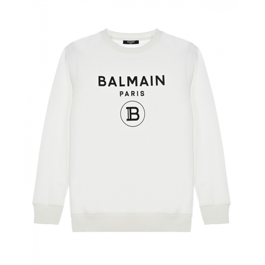 Белый свитшот с черным логотипом Balmain | Фото 1